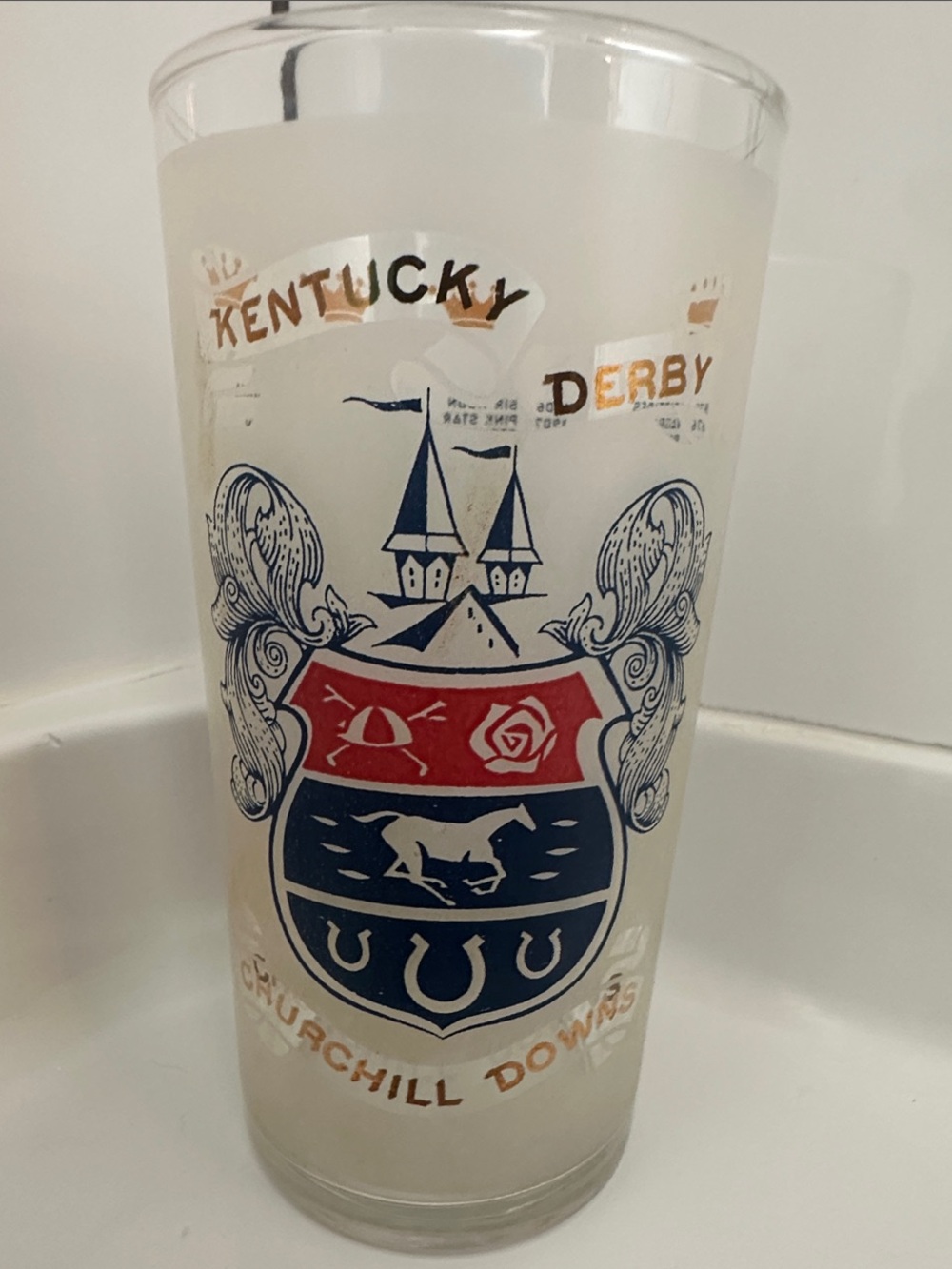 VTG 1968 Kentucky Derby Frosted Mint Julep Glass